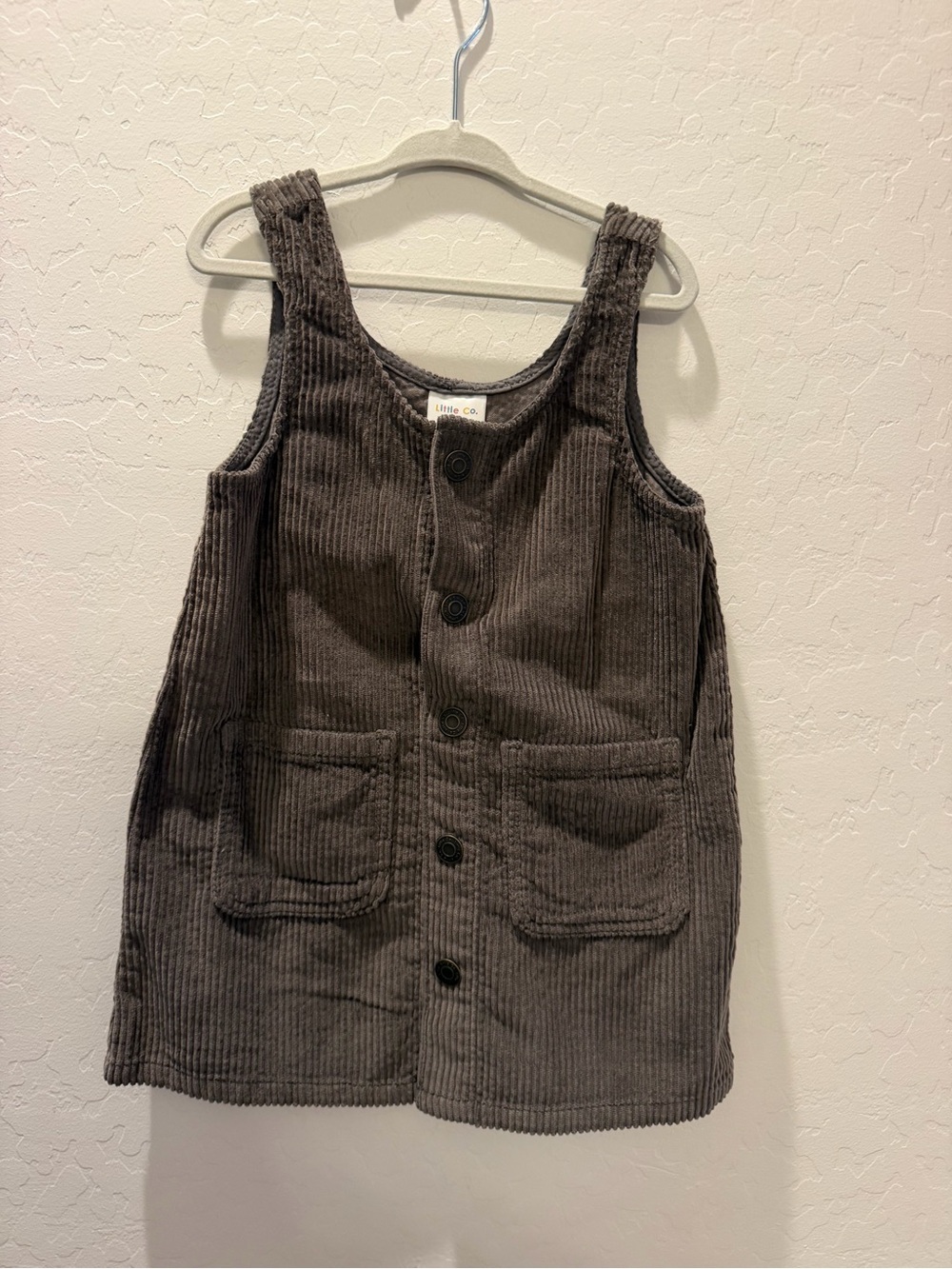 Little co by Lauren Conrad Corduroy Button-Front Pinafore Dress in Dark Gray